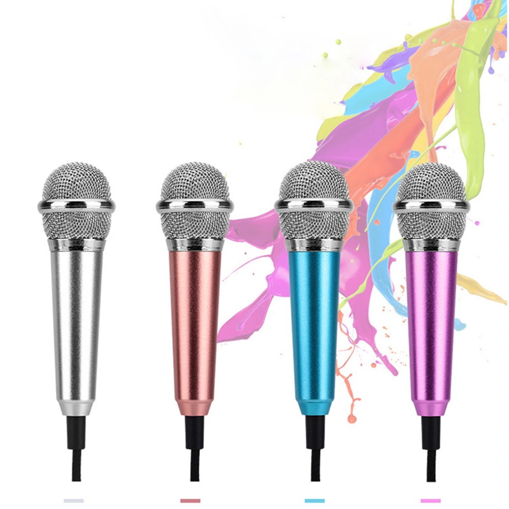2pcs Mobile K Song Microphone National K Singing Bar Microphone Song Artifact Cell Phone Microphone Mini Microphone (Rose Gold, Random Type)