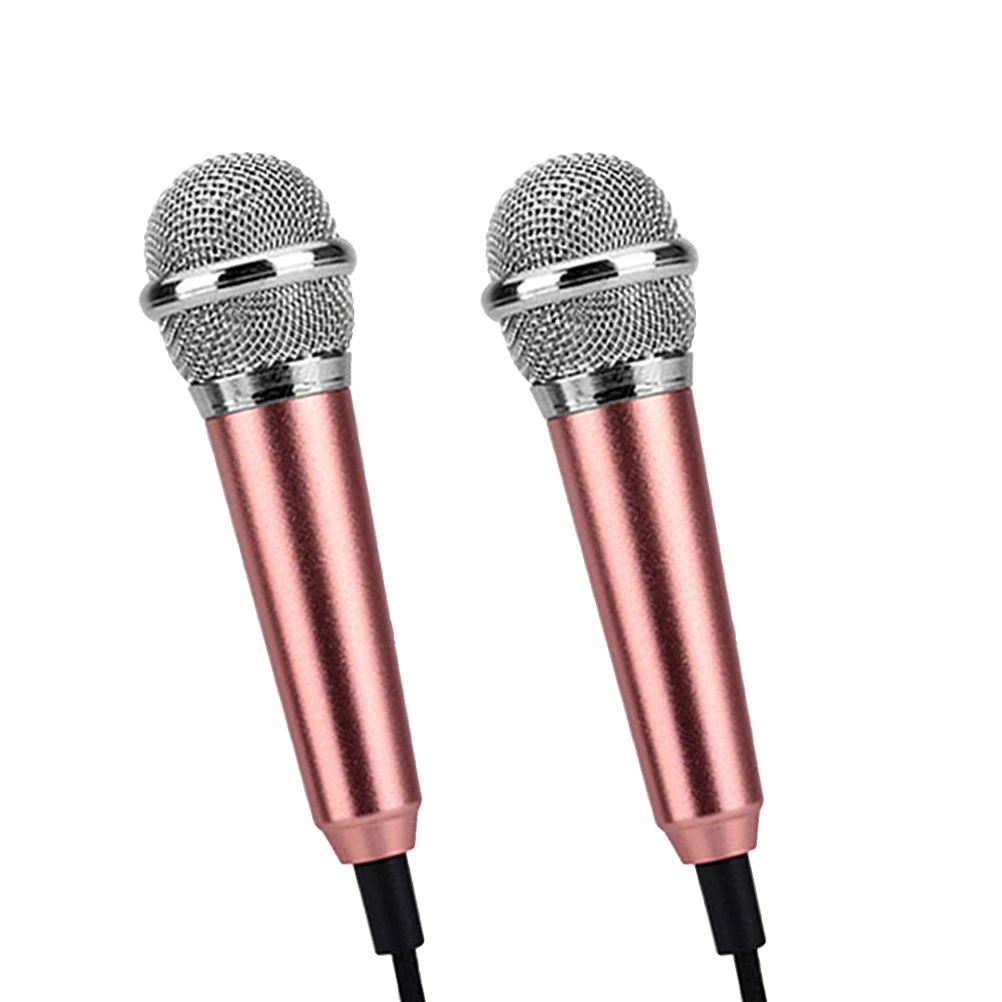 2pcs Mobile K Song Microphone National K Singing Bar Microphone Song Artifact Cell Phone Microphone Mini Microphone (Rose Gold, Random Type)