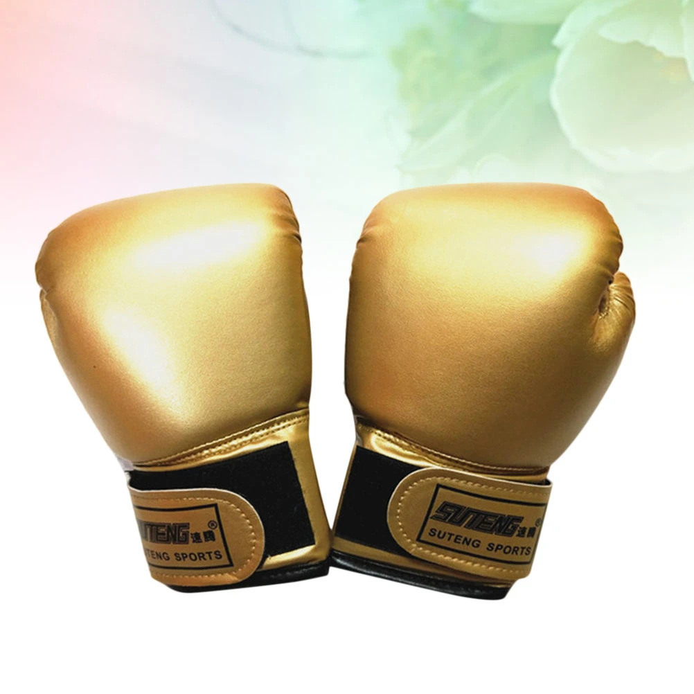 1 Pair Children Boxing Gloves Pearly Lustre Pure Color Boxing Gloves Sponge Forming Liner Boxing Gloves Stylish Boxing Sandbag Gloves for Kids Wearing Golden