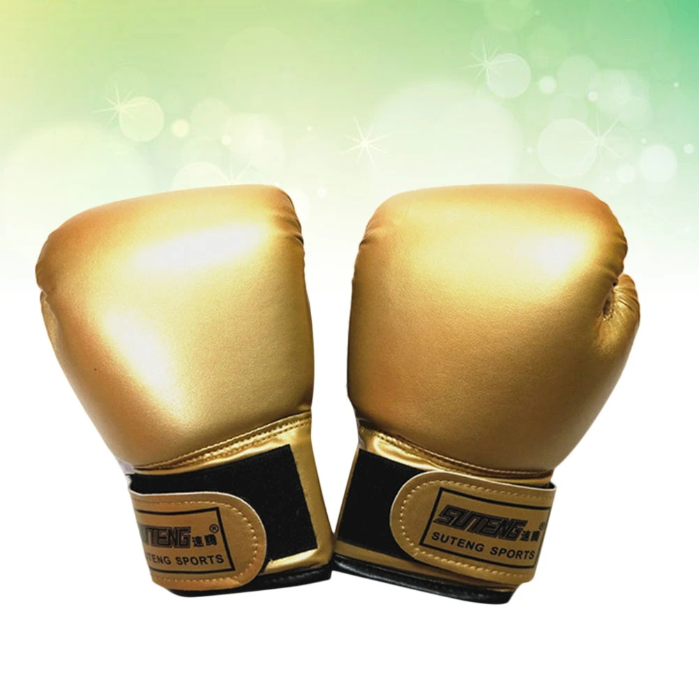 1 Pair Children Boxing Gloves Pearly Lustre Pure Color Boxing Gloves Sponge Forming Liner Boxing Gloves Stylish Boxing Sandbag Gloves for Kids Wearing Golden