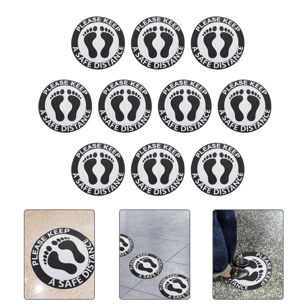 10pcs Public Places Warning Sticker Keep Distance Stickers Ground Caution Decals