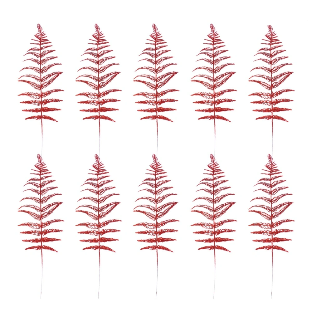 10Pcs Simulation Leaves Plants Ornament Decorative Plants Fake Plants Adornment Red