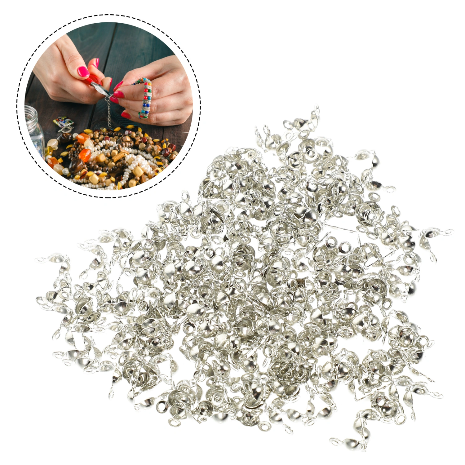 300Pcs Jewelry Crimps Beads Jewelry Making Cord Ends Knot Cover Jewelry Making Supplies