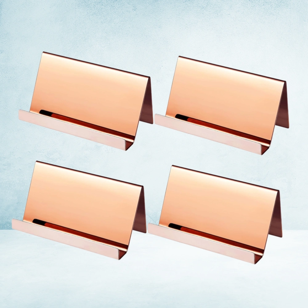 4Pcs Stainless Steel Business Holder Multifunctional Display Stand for Office(Rose Golden)