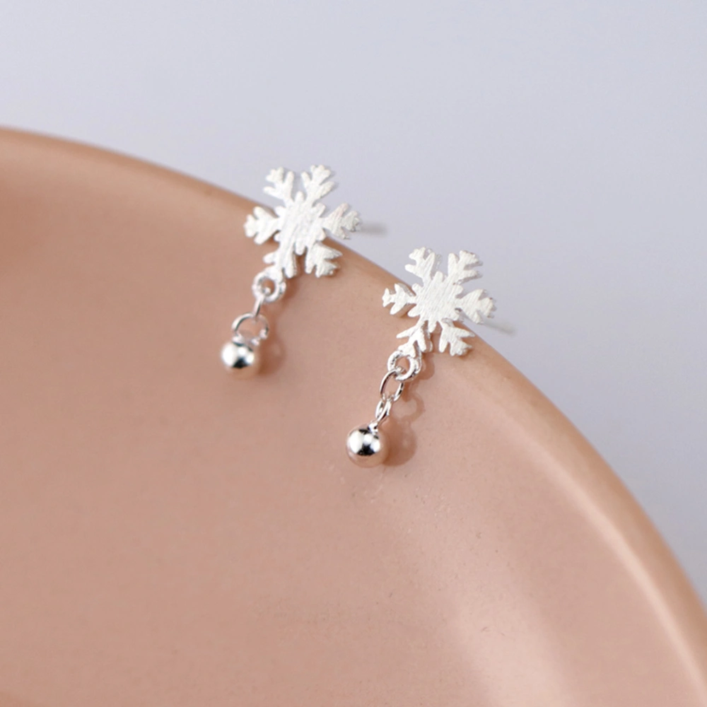 2 Pairs Brushed Snowflake Ear Studs Light Pearl Earrings Fashion Ear Ring Silver