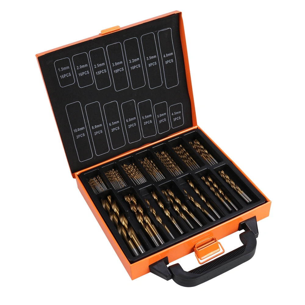 99pcs Precision HSS Drill Bit Set Titanium Coated High Steel Drill Set for Metal Wood Plastic Aluminum Copper Steel with Iron Case