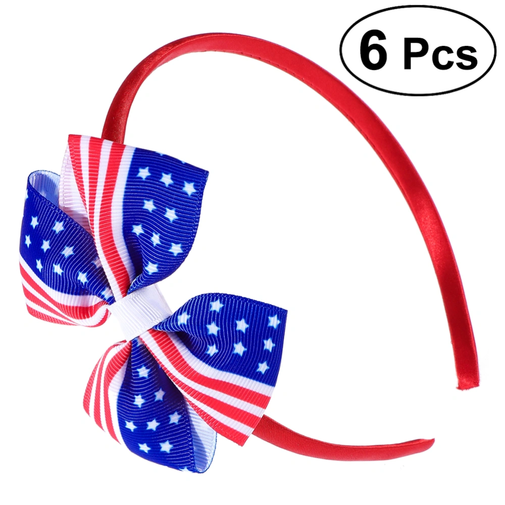 6pcs America Flag Hair Clip Kids Chiledren Girls Bowknot Hairpins for Independence Day 4th of July National Day (Red)