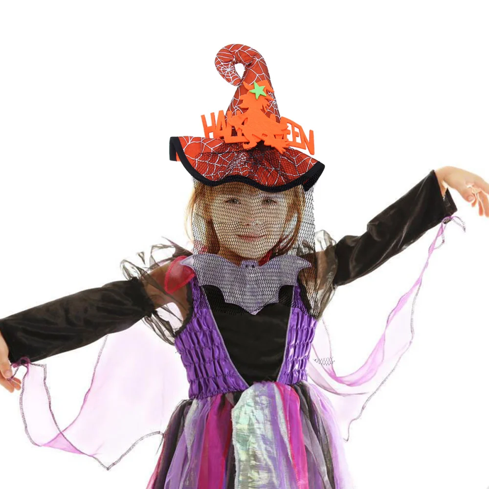 2pcs Halloween Costume Props Hair Accessories Holiday Party Witch Hat Orange