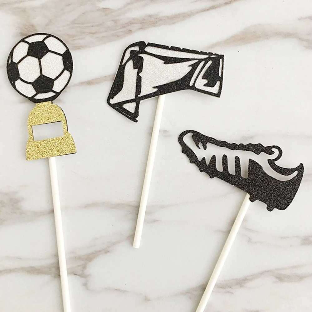 25pcs Soccer Sports Cake Topper Creative Cake Cupcake Picks Cake Decoration Party Supplies