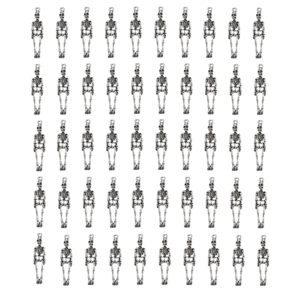 50Pcs Halloween Pendant Skeleton Jewelry Making DIY Charms For Necklace