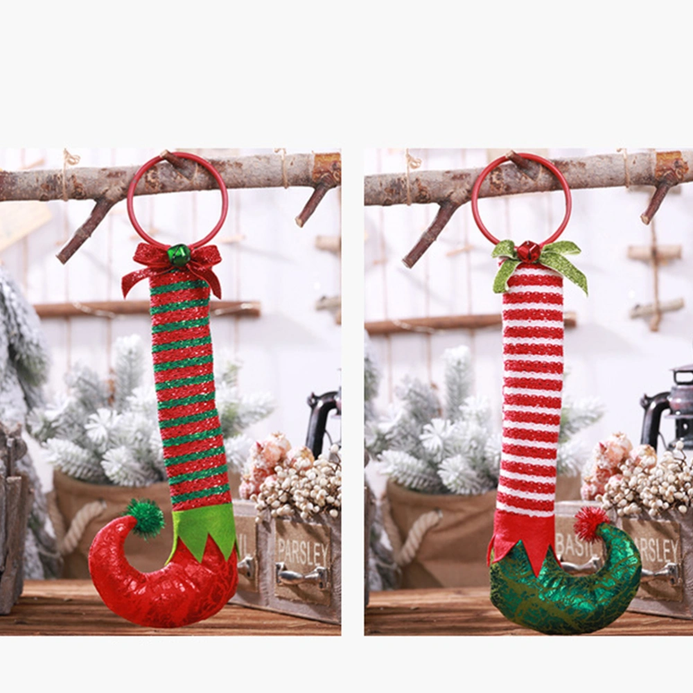 31x14cm Red and Green Stripes Boots Decor Glitter Decorative Pendants Hanging Christmas Tree Ornaments Party Favors