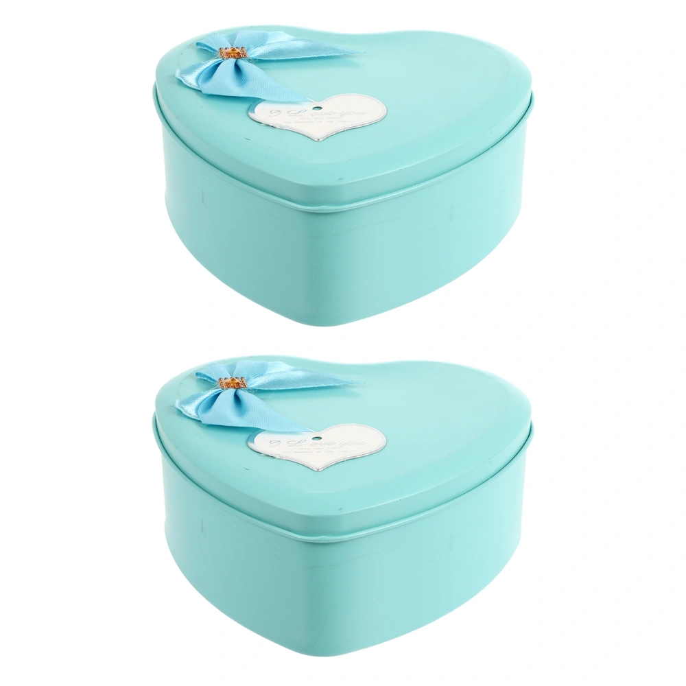 2pcs Mothers Day Present Heart Shaped Iron Box Creative Rose Flower Soap Artificial Rose Gift Box for Girl friends Mom Dad (Sky Blue)