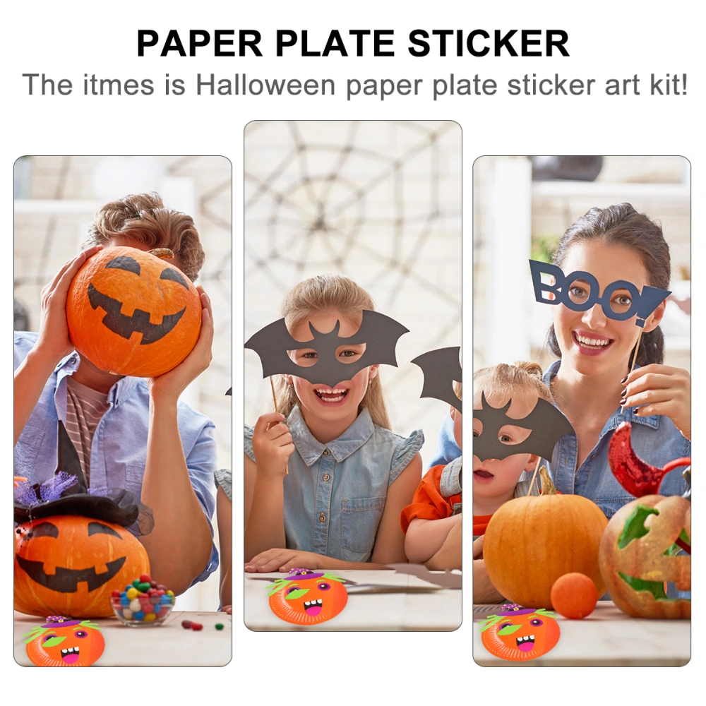 5pcs Halloween DIY Paper Plate Kit Early Learning Toy Paper Tray Kit for Kids