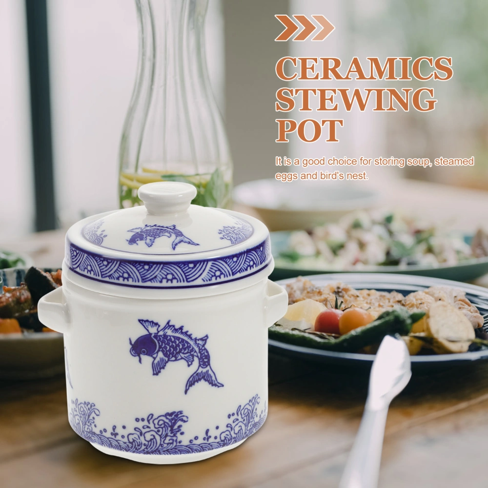 1Pc Ceramics Stewing Pot Ginseng Stew Pot Chicken Soup Pot with Lid Storage Pot