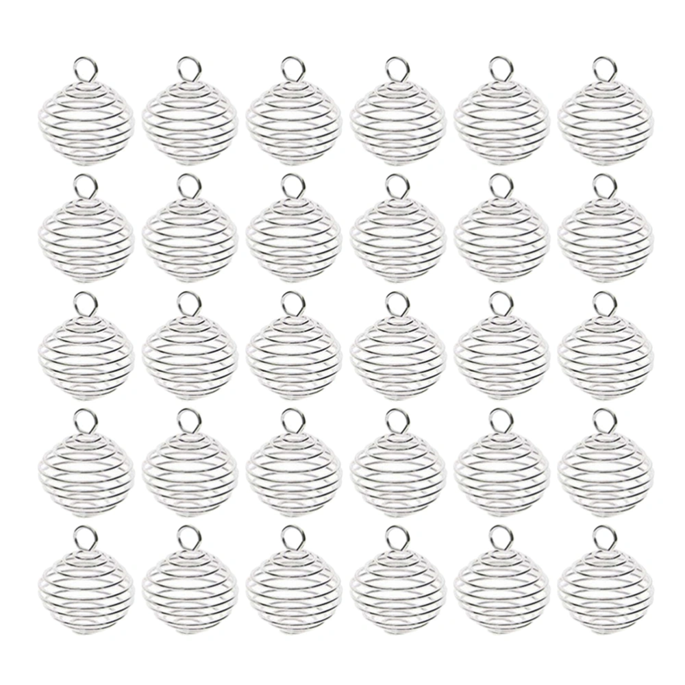 30pcs DIY Jewelry Accessories Hollow-out Spring Ball Pendants Delicate Jewelry Making Pendants Creative Spring Ball Pendants for Bag Keychain Bracelat Decor Silver Size 2