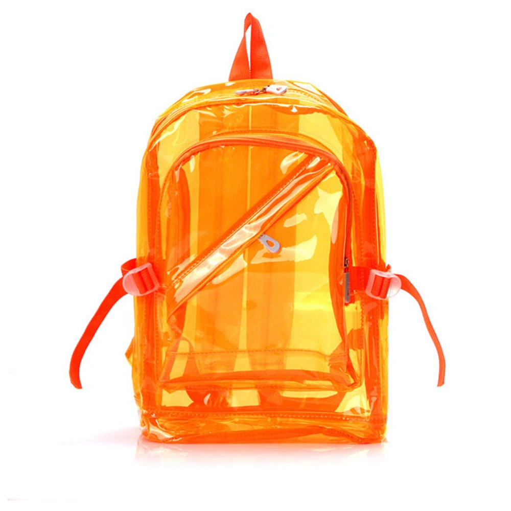 Transparent Backpack School Shoulder Bag Candy Color Satchel for Kids (Fluorescent Orange)