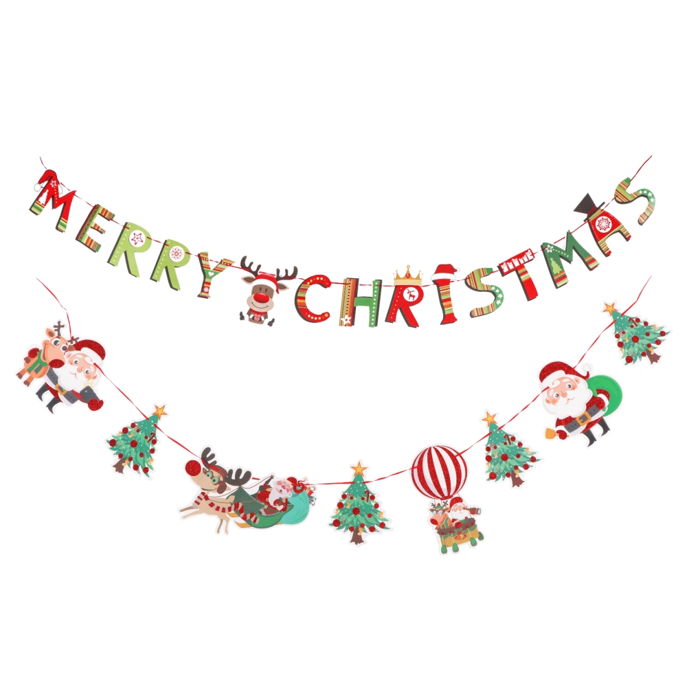 2Pcs Christmas Letters Banners Ornament Paper Bunting Garlands Party Supplies