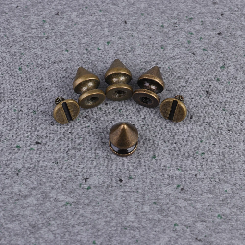 50Pcs Bullet Shaped Rivets DIY Clothes Rivets Punk Style Metal Rivets Accessories for Shoes Clothing Bag (Antique Brass)