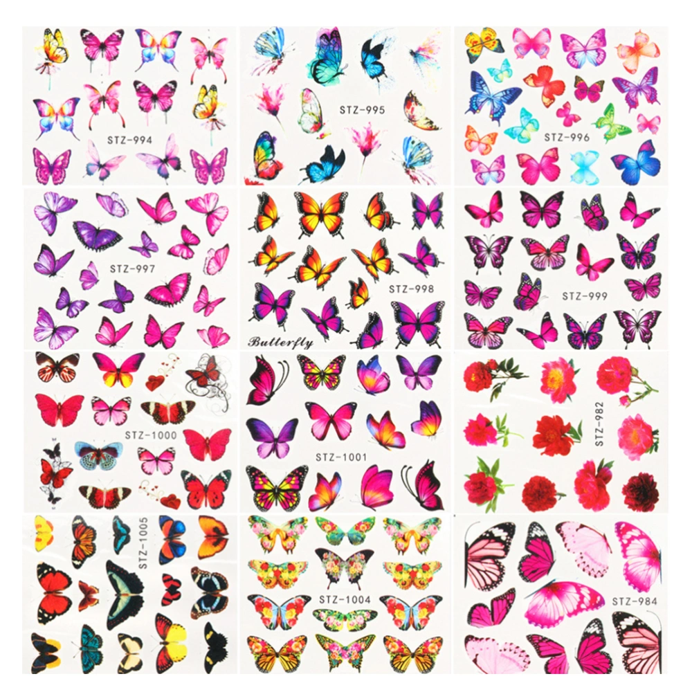 30PCS Classic Nail Art Sticker Watercolor Big Nail Patch Watermark Nail Decals Creative Nail Art Decor for Women (Assorted Color)