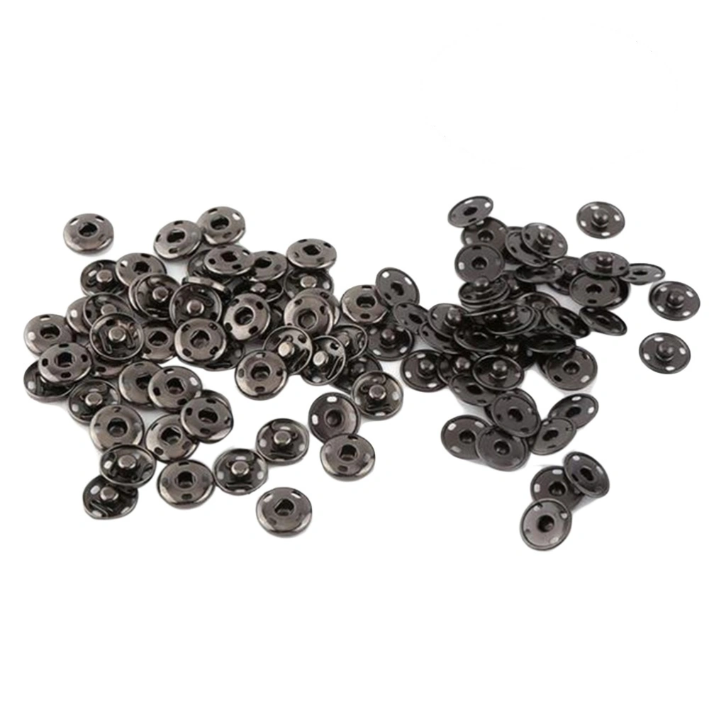 50 Sets Sew On Snaps Buttons Metal Snaps Fasteners Press Studs Buttons 2 Parts Brass Press Fasteners Round DIY Craft Accessory (15mm-Black)