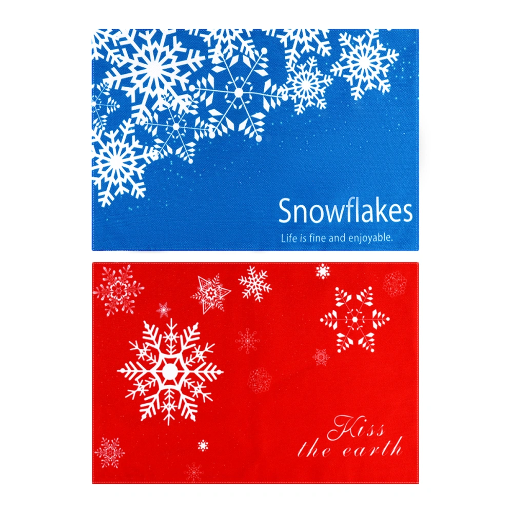 2pcs Christmas Placemats Snowflakes Decorative Table Mats Heat Insulation Mat