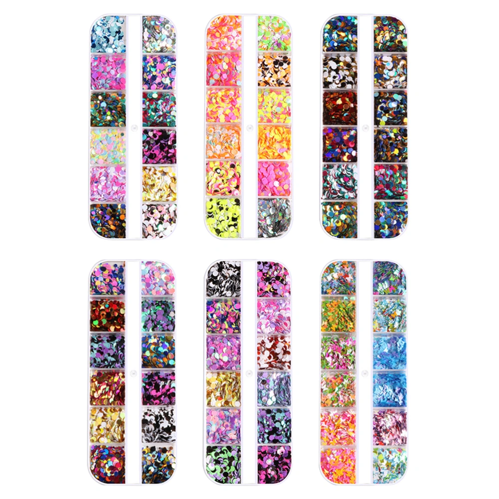 6pcs Colorful Shape Sequins Nail Ornament Stunning Holographic Nail Glitter Sequins