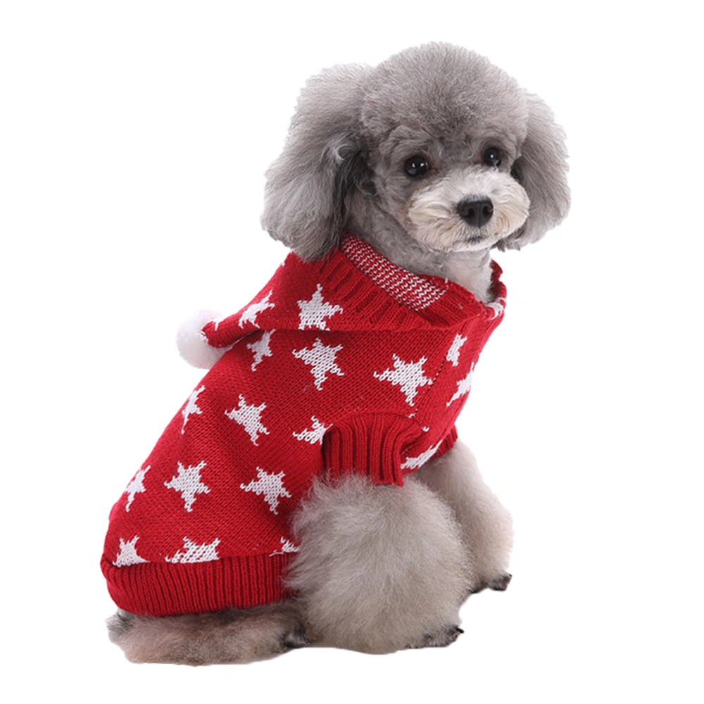 Pet Dog Sweater Christmas Pet Clothes Winter Dog Coat Warm Dog Costume Pet Garment for Dog Pet Size M Red