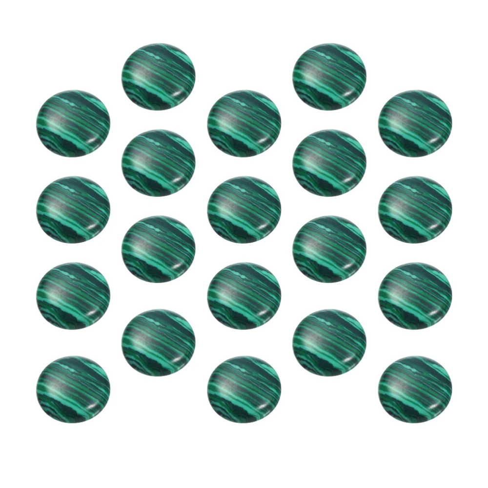 20pcs 6MM Malachite Time Sticker Stone Flatbacks Round Glass Patch Supplies for Jewelry Craft Making (Green)