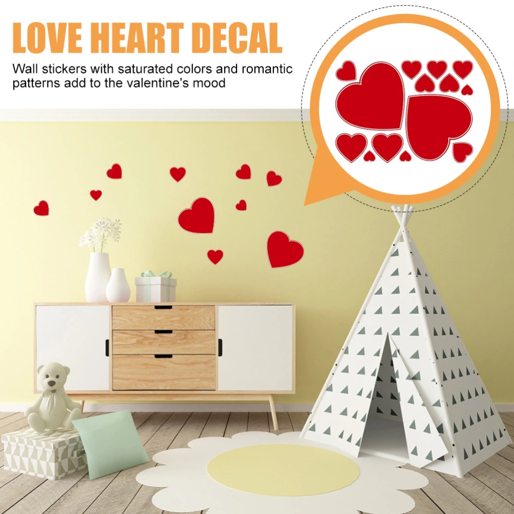 1 Sheet Valentine Floor Stickers Red Love-shaped Decals Romantic Heart Stickers