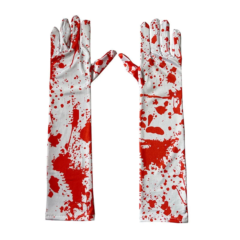 1 Pair of Party Blood Gloves and Creepy Stained Blood Gloves Cosplay Set Halloween Blood Glove