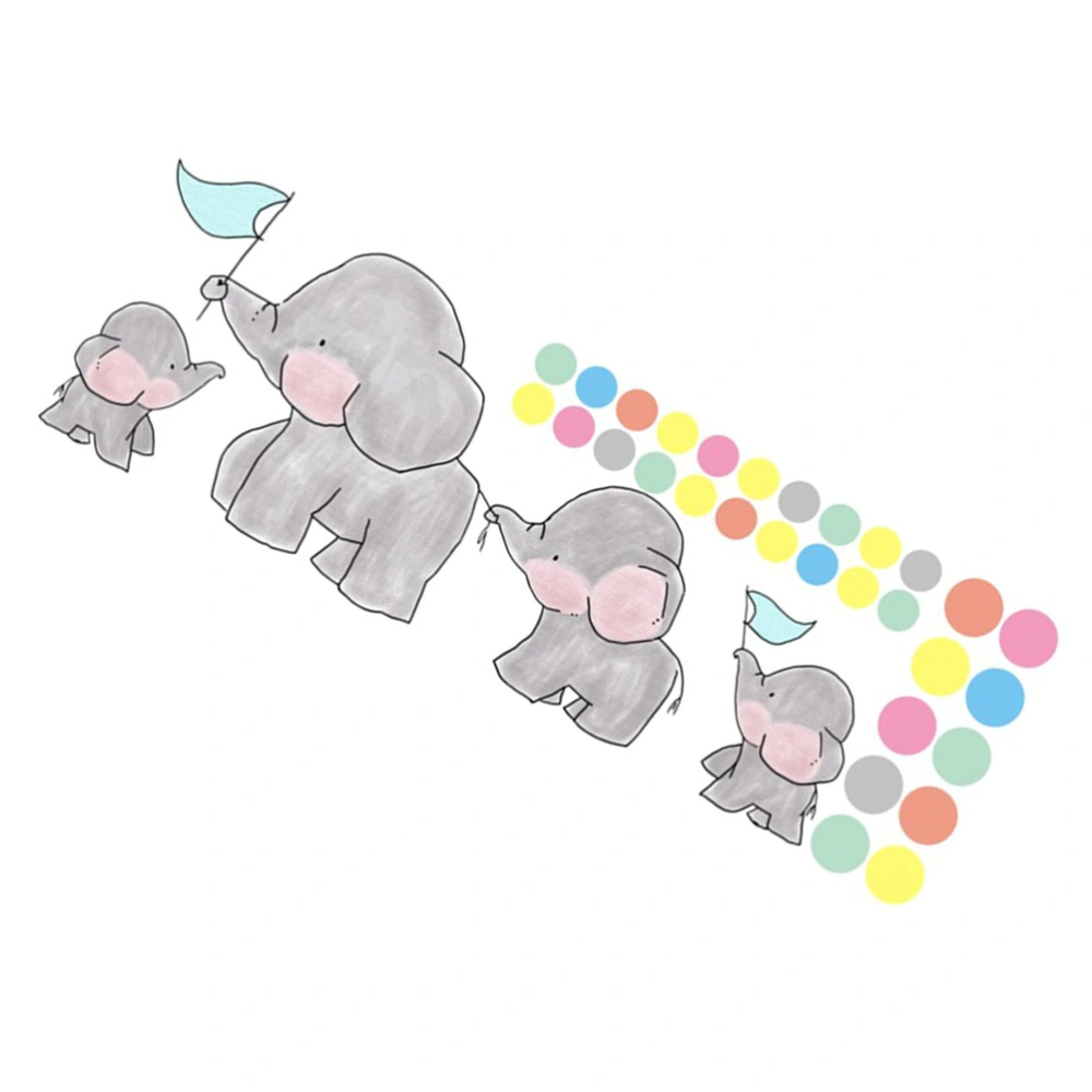 Cartoon Wall Sticker Creative Wall Paper Adorable Elephant Wall Paste Adhesive Wall Decal for Home (CS1007A 60x20cm)