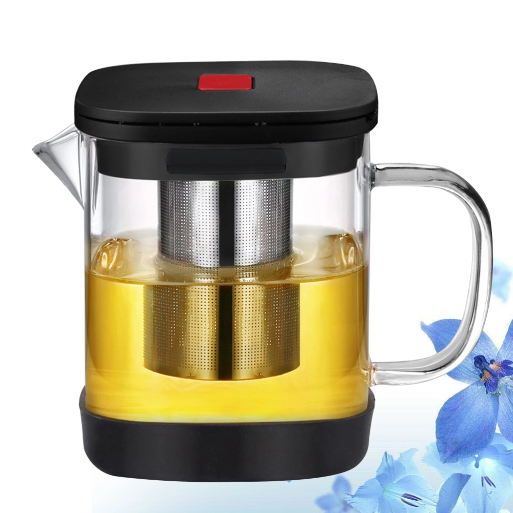 600ML Household Glass Teapot Heat Resistant Glass Teapot High Borosilicate Teapot with Stainless Steel Infuser Tea Maker Set