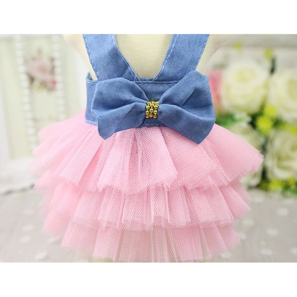 Pet Dress Gauze Puff Skirt Fresh Style Pet Outfit Spring Summer Pet Apparel - Size XXL (Blue & White)