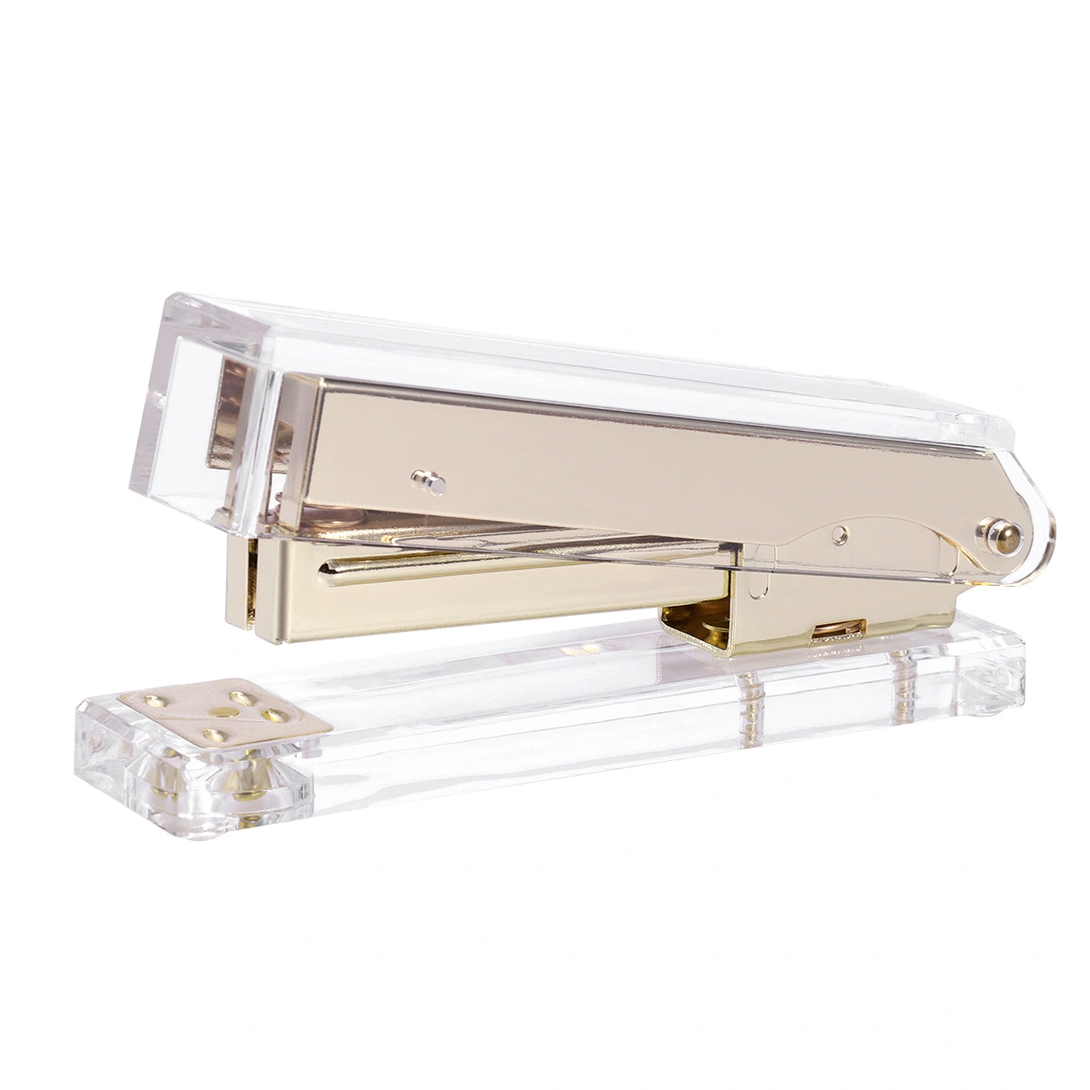 Acrylic Gold Desktop Staplers Classic Modern Design to Brighten Up Your Desk Elegant Office Desk Accessory