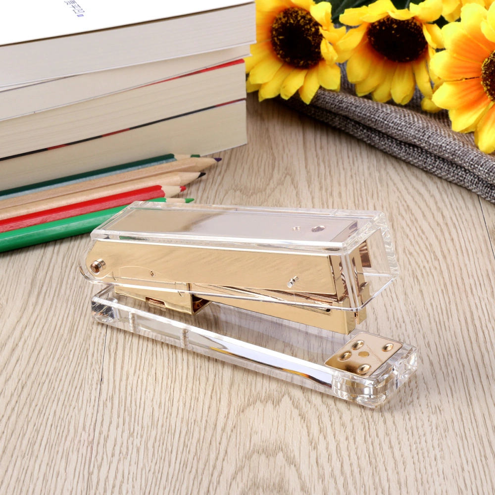 Acrylic Gold Desktop Staplers Classic Modern Design to Brighten Up Your Desk Elegant Office Desk Accessory