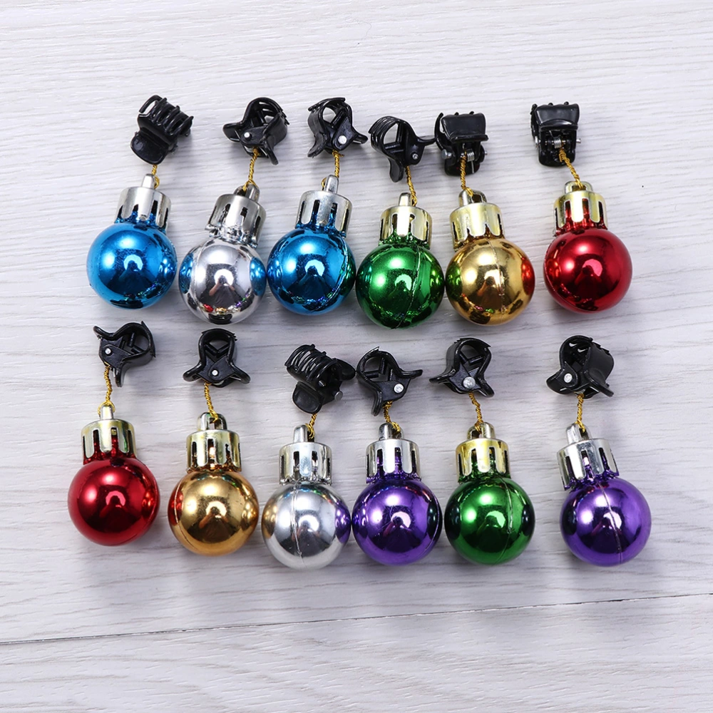 24Pcs Christmas Ball Beard Clips Santa Claus Beard Decorations (Assorted Color)