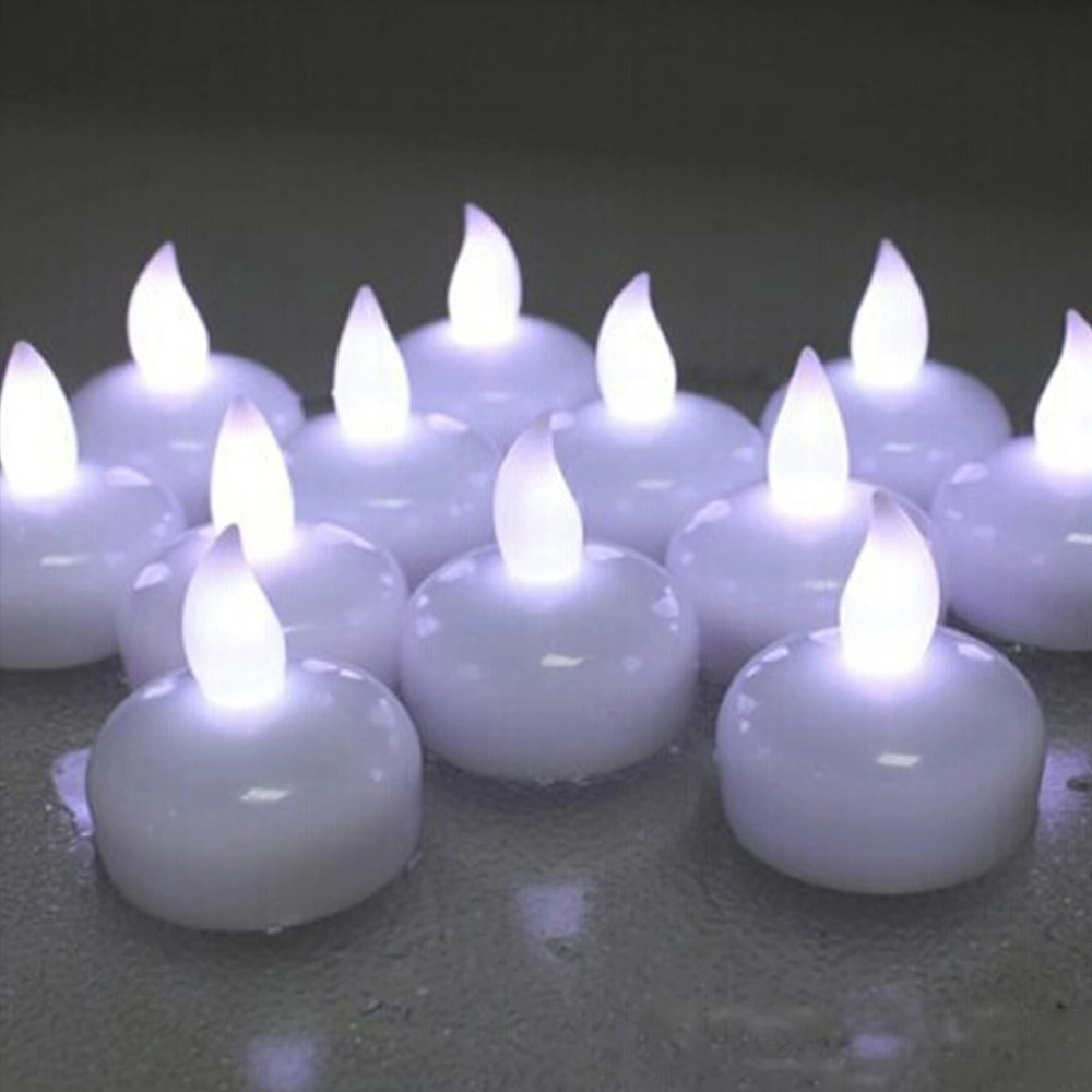 2pcs Waterproof Floating Candles LED Lights Candle Lamp for Wedding Party Decoration (White)