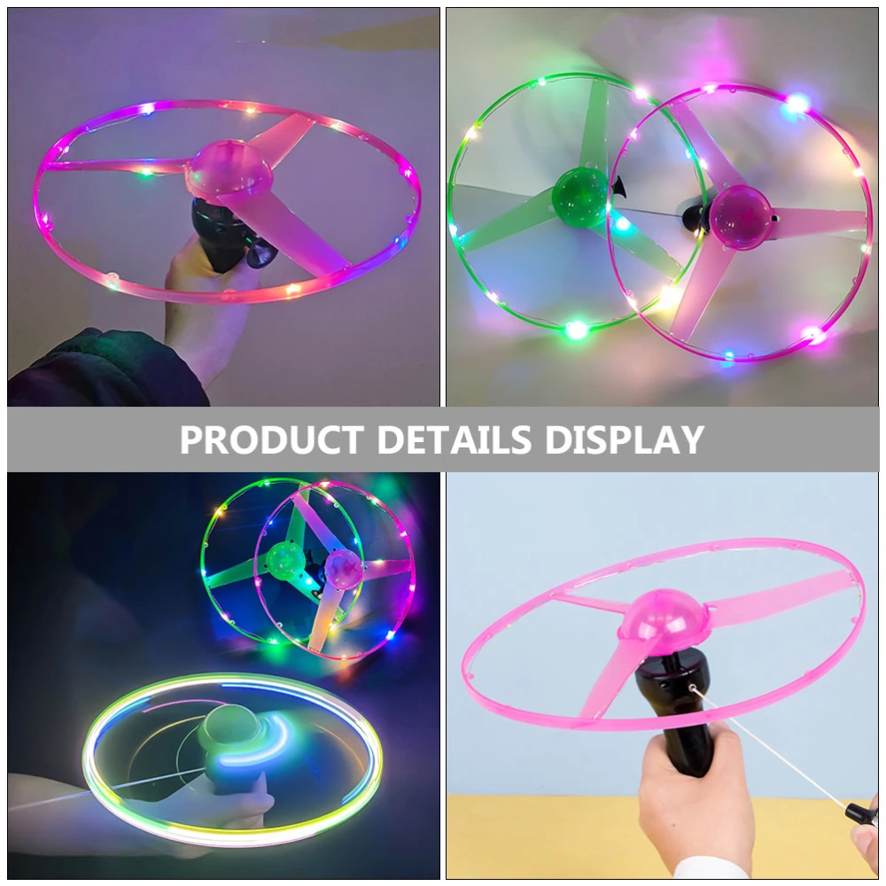 2Pcs Creative Flying Saucer Toy Luminous Pulling String Saucer Toy Outdoor Toy