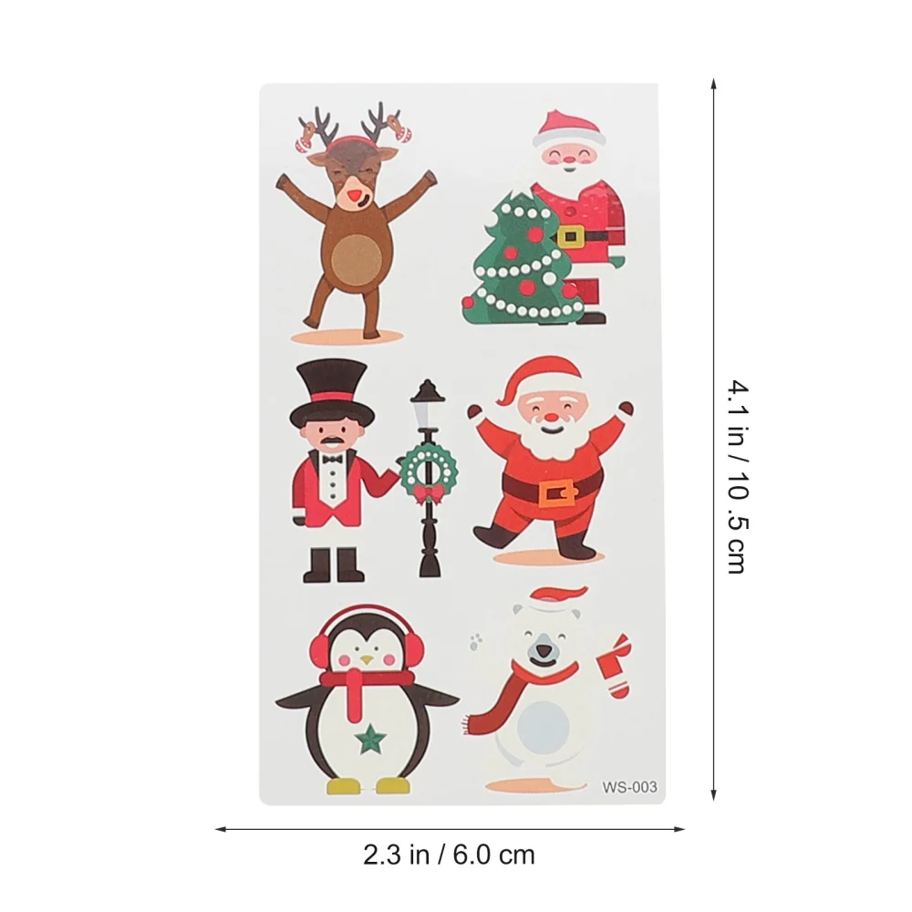 30 Sheets Xmas Cartoon Tattoos Stickers Waterproof Tattoos Decals Party Supplies