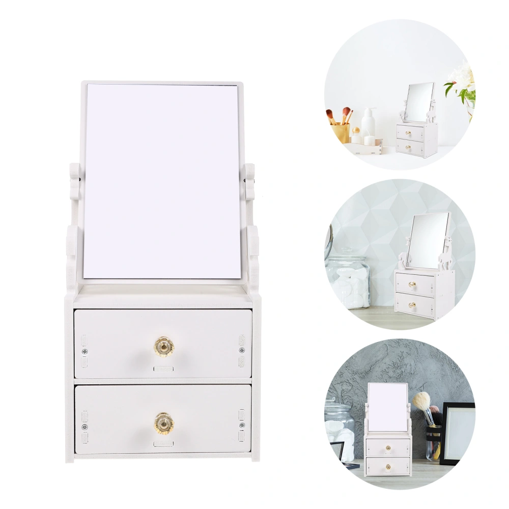 Home Cosmetic Tabletop Cosmetic Mirror Cosmetics Storage Box for Dresser