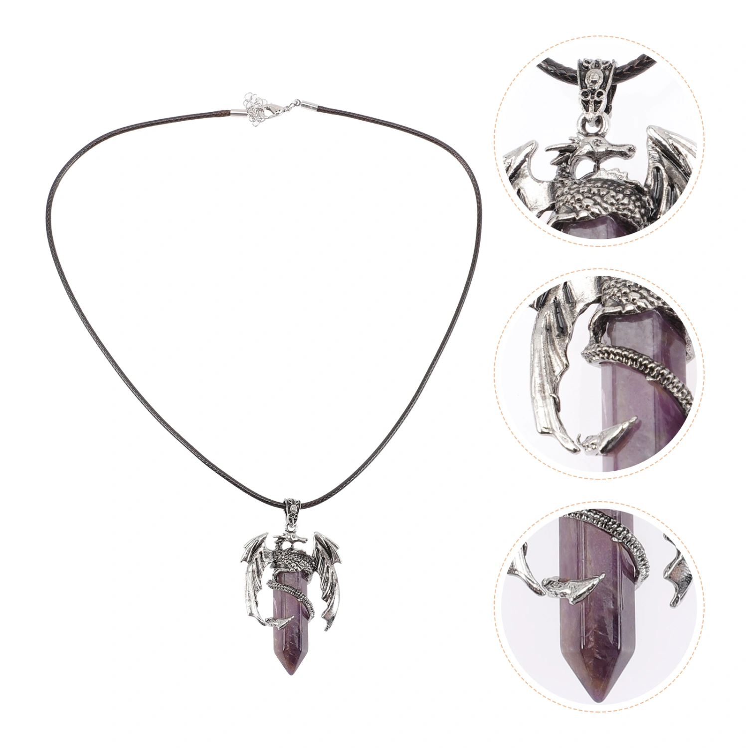 Dragon Necklace Vintage Pendant Necklace Natural Crystal Neck Chain Neck Jewelry