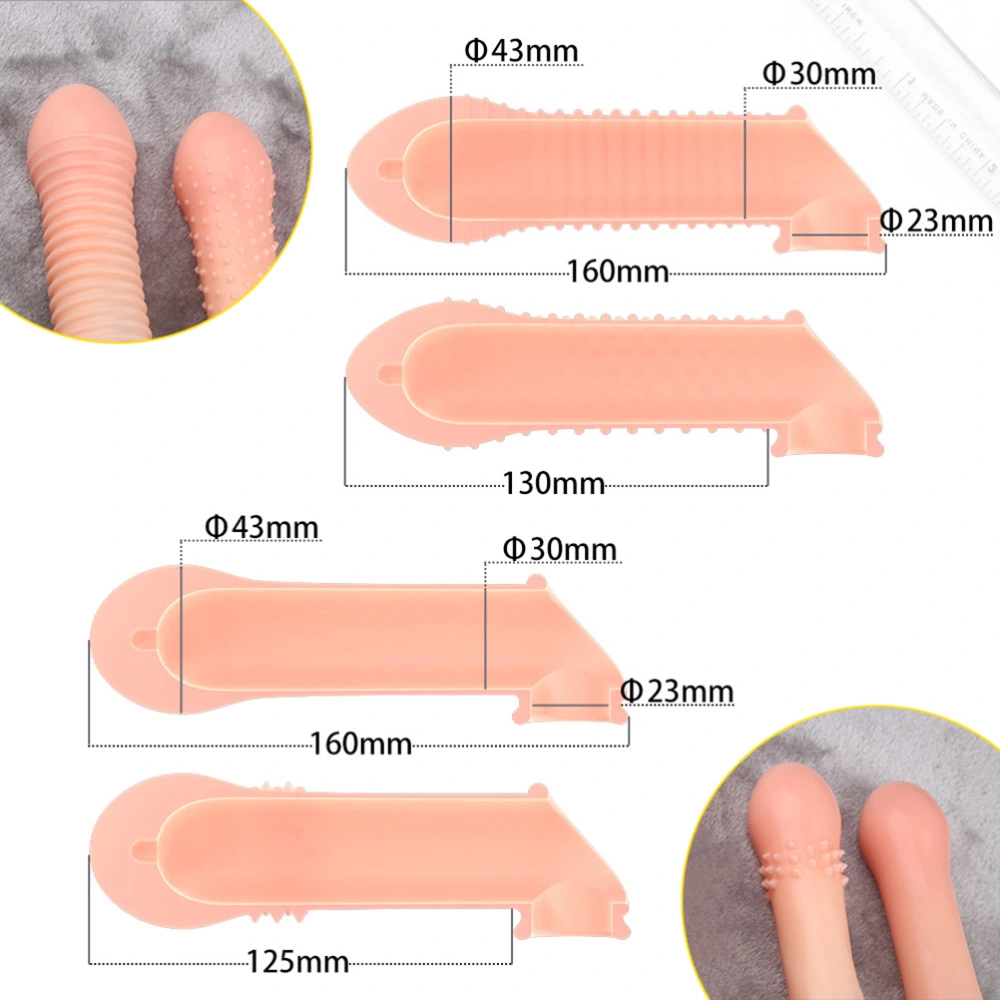 Male Silicone Penile Cover Smooth Penis Lengthening Ultra-thin Sleeve Vagina Stimulator Sex Massage Toy Adult Men (Fresh Color)