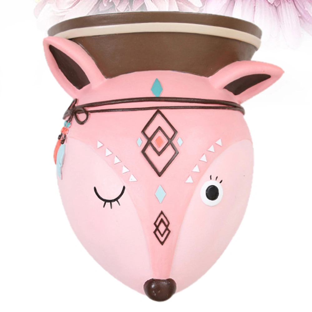 1pc Cartoon Flower Vase Ornament Ethnic Style Wall Flower Pots Decorative Shy Deer Resin Flower Vase