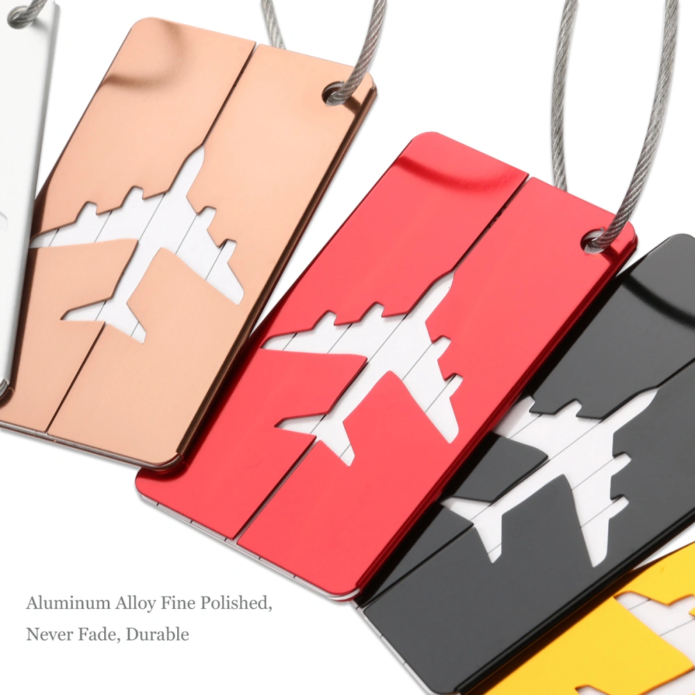 NUOLUX 7pcs Aluminum Air Plane Pattern Luggage Tag Baggage Handbag ID Tag Name Holder with Key Ring