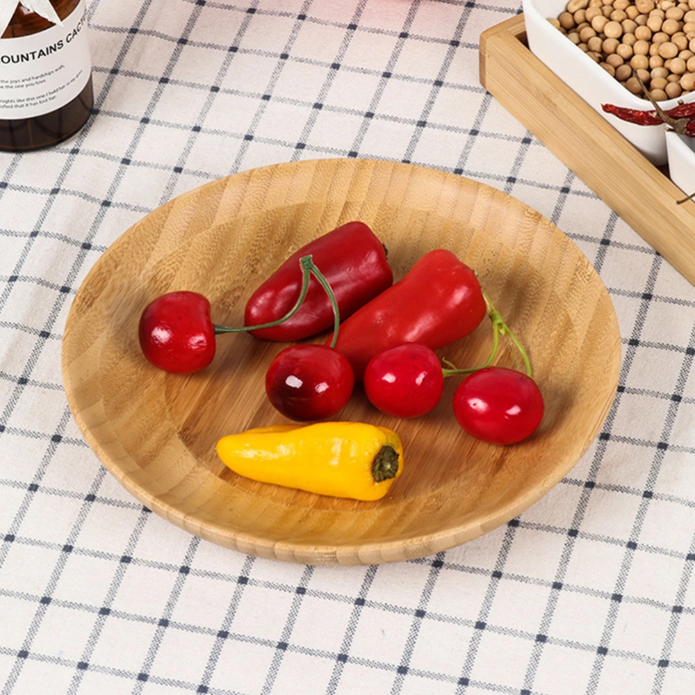 Bamboo Fruits Dish Round Serving Tray Dessert Plate Food Platter Household Utensils for Party