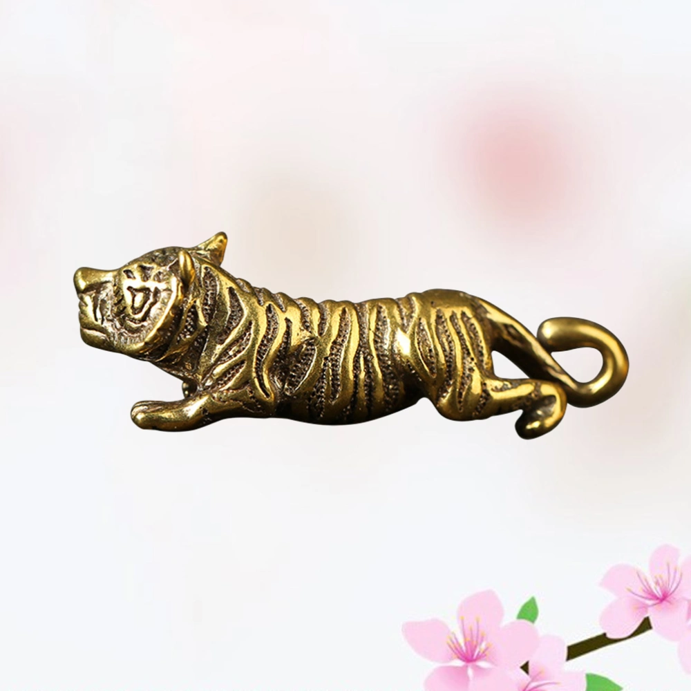 2pcs Brass Key Pendant Keychain Key Ring Retro Zodiac Tiger Shape Design for Gift