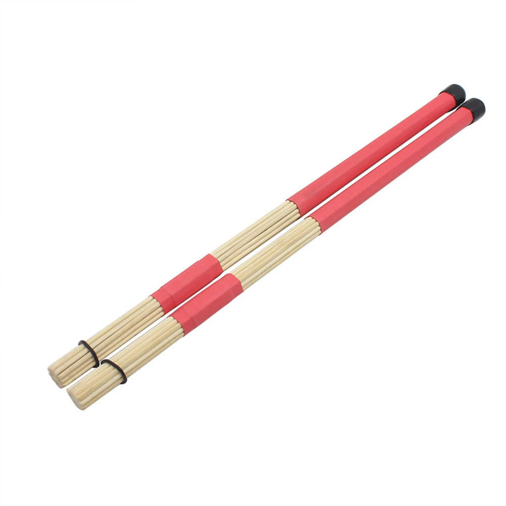 2pcs Bamboo Sticks Rack Drums Wooden Drum Brushes Sticks Beams Instrument Parts Percussion Musical Instrument Accessories (Red)