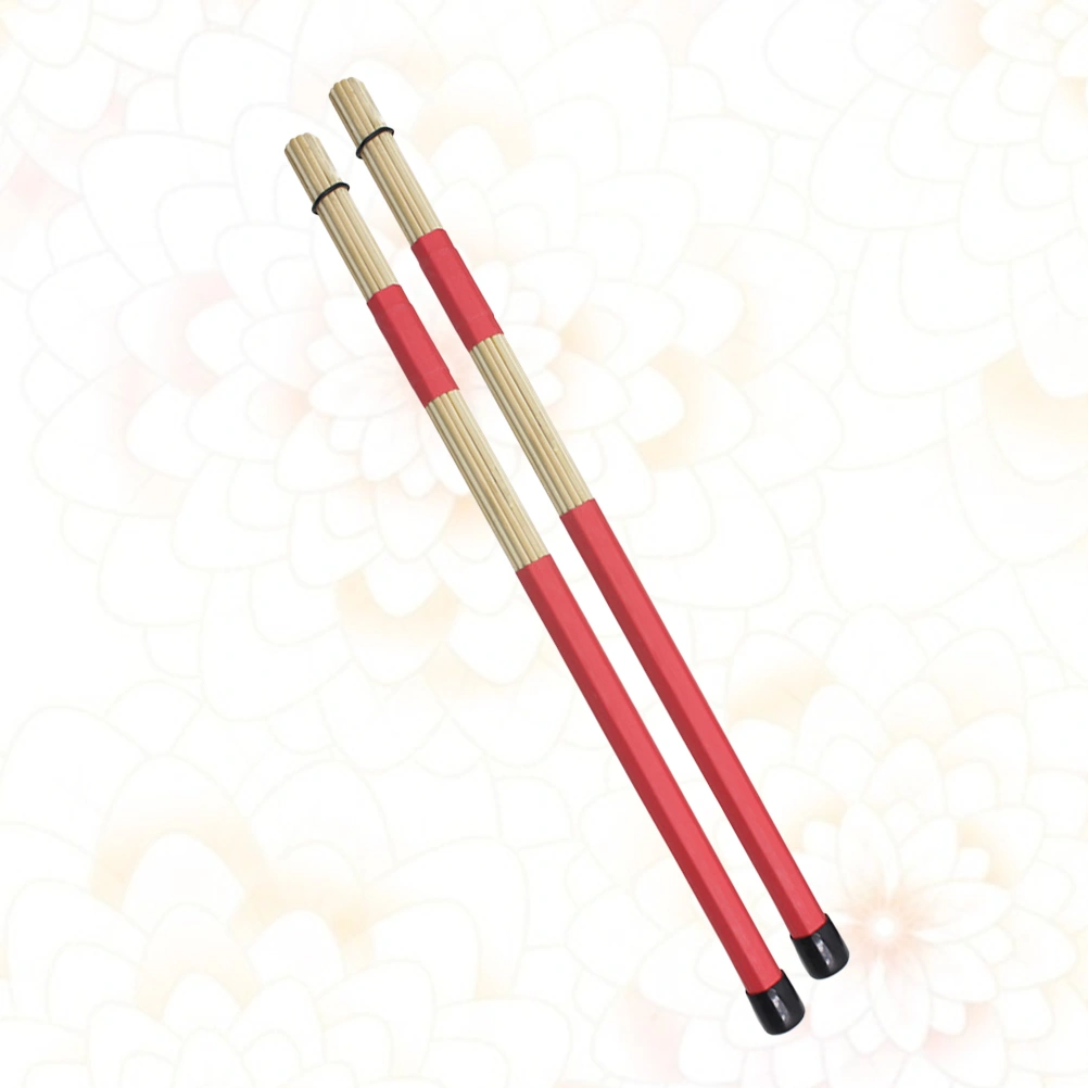 2pcs Bamboo Sticks Rack Drums Wooden Drum Brushes Sticks Beams Instrument Parts Percussion Musical Instrument Accessories (Red)