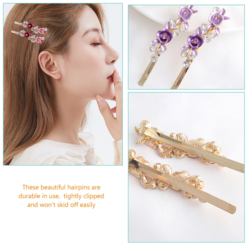 8pcs Rhinestone Flower Hair Clips Metal Barrettes Hair Accessories for Women Teen Girls