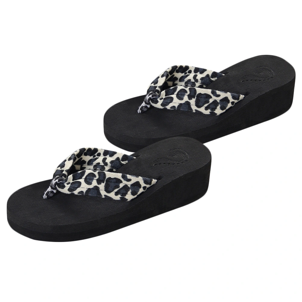1 Pair Thickend Bottom Flip-flops Summer Ladies Beach Shoes Summer Slipper for Women Ladies Girls (Leopard Black 40 25CM, 8US, 5.5UK, 39EU, 9.825 Inch)